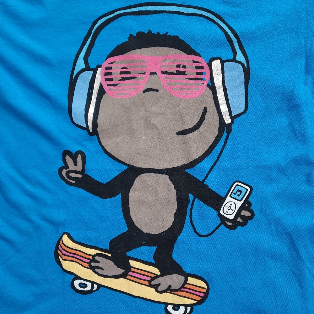 Old Navy Blue T-Shirt with Skating Monkey - Picture 2 of 5